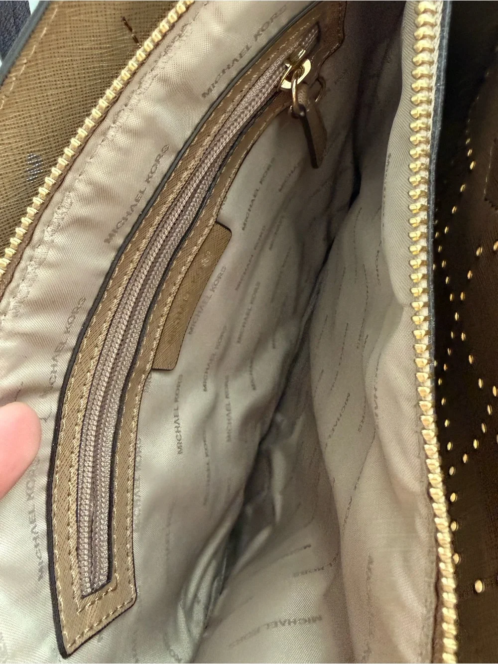 Michael Kors Plum Quilted Eyelet Satchel with Gold Hardware